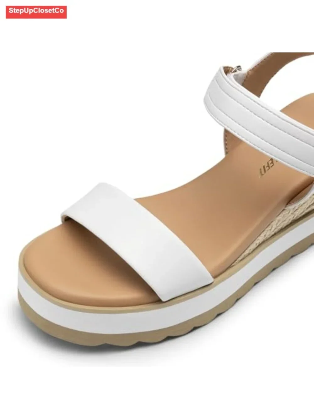 Espadrille Wedge Sandals, Open Toe Ankle Strap Low Heel Platform Sandals, PU